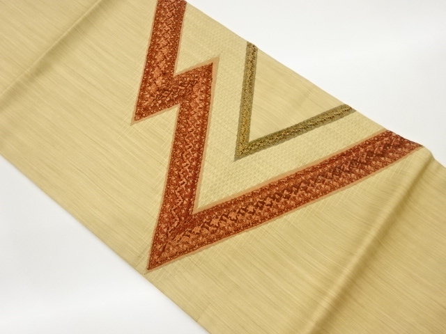 JAPANESE HIRAKI NAGOYA OBI / WOVEN GEOMETRIC